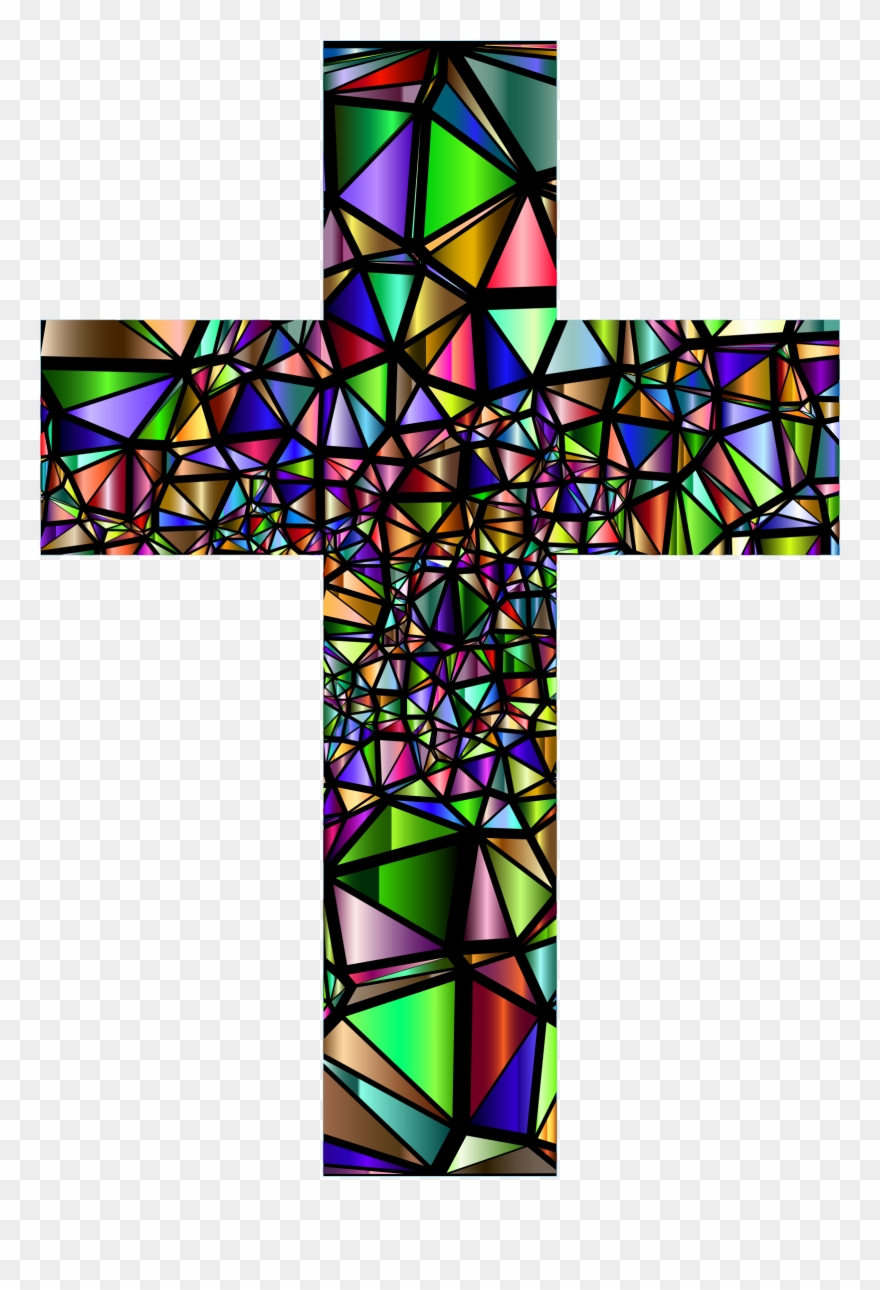 Black And White Catholic Clipart Stained Glass - Stained Glass Cross Clipart - Png Download