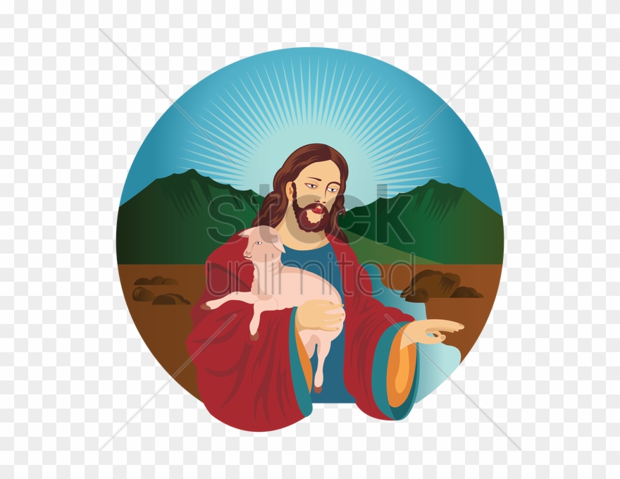 Jesus With Lamb Cartoon Clipart