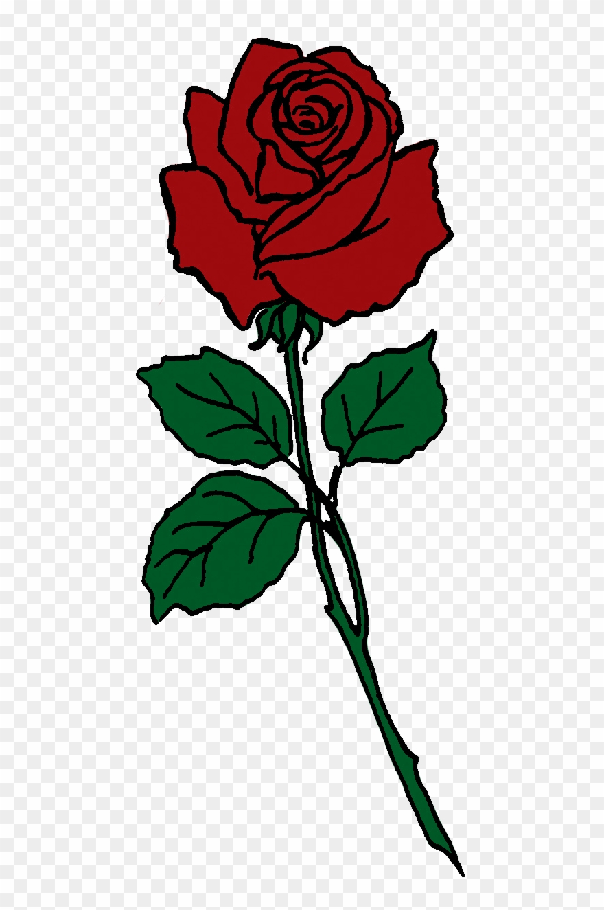 Embroided Rose Lock Screens Clipart Garden Roses Desktop - Cartoon Rose Transparent Background - Png Download