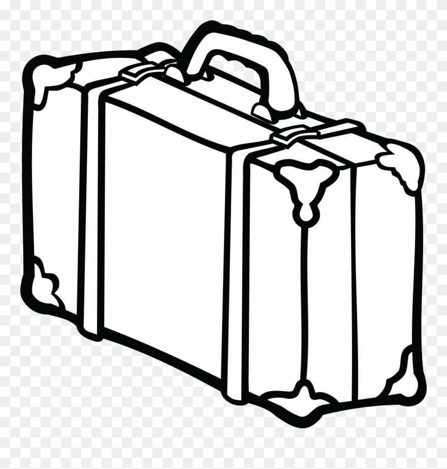 Suitcase Baggage Line Art Drawing Travel - Suitcase Clipart Black And White - Png Download