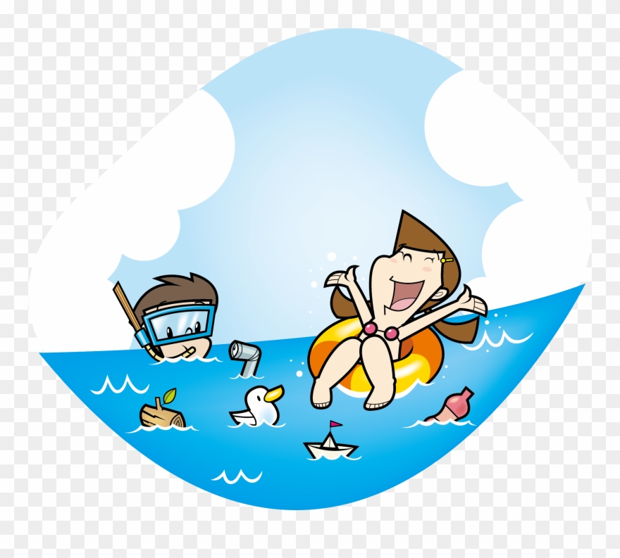 Swimming Clip Art - Swim In The Sea Cartoon - Png Download