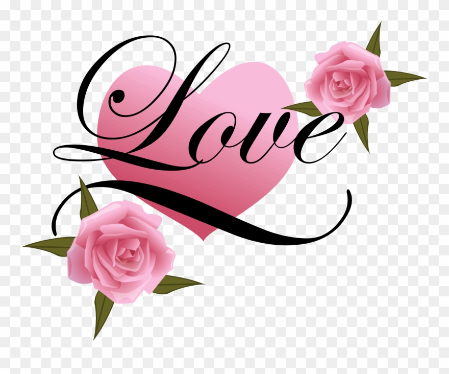 Wedding - Love Heart With Rose Clipart