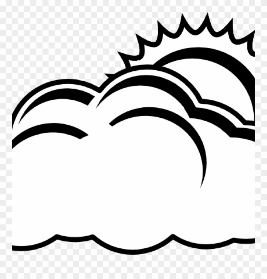 Cloudy Clipart Cloudy Bw Clip Art At Clker Vector Clip - Sun And Cloud Clipart Black And White - Png Download