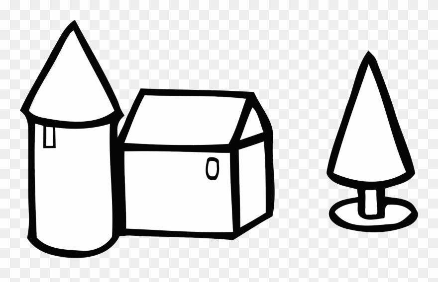 Shapes Clipart House - Toy Block Clipart Black And White - Png Download