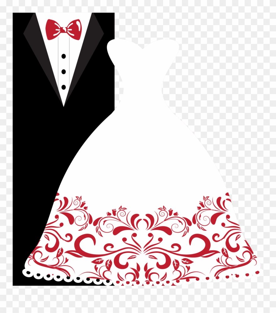 Wedding Invitation Bridegroom Wedding Dress Clip Art - Vector Bride And Groom Png Transparent Png