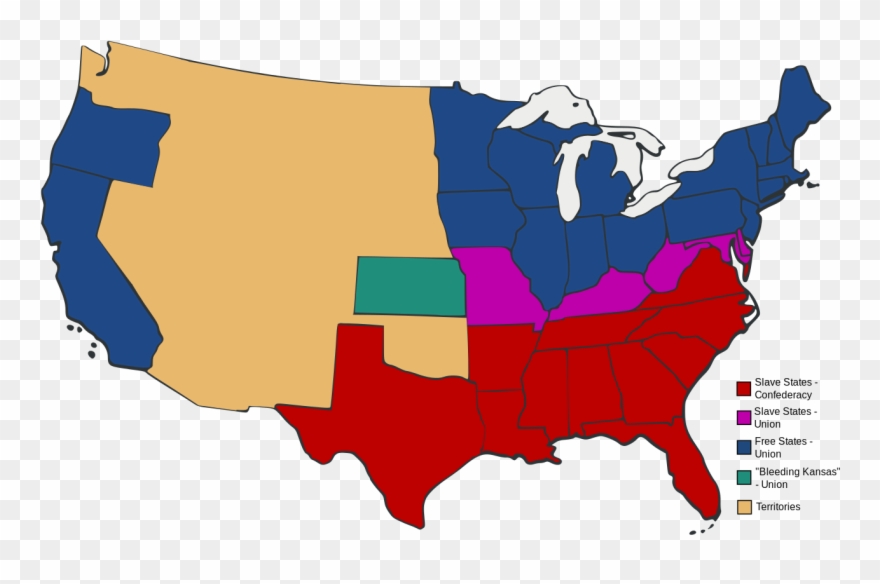 Slave And Free States Before The American Civil War - American Civil War 2 Clipart