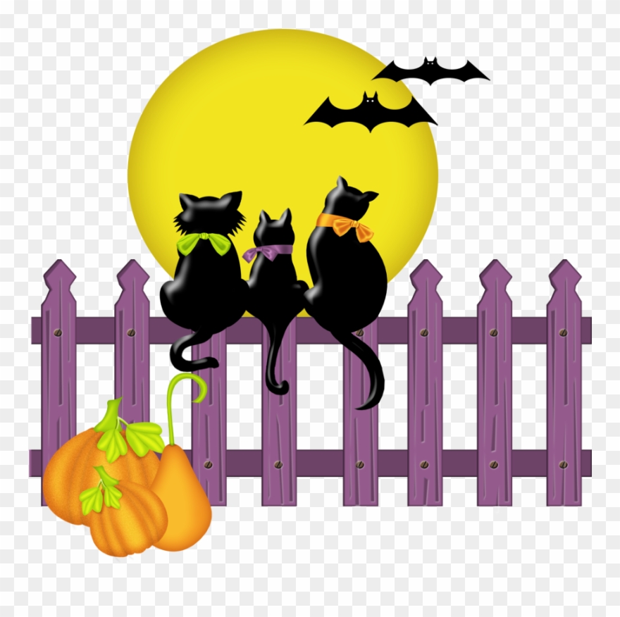 Collection Of Halloween High Quality Free - Cats On A Fence Clipart - Png Download