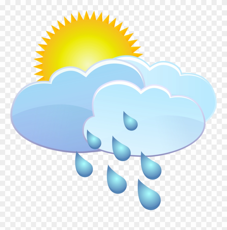 Clouds Sun And Rain Drops Weather Icon Png Clip Art Transparent Png