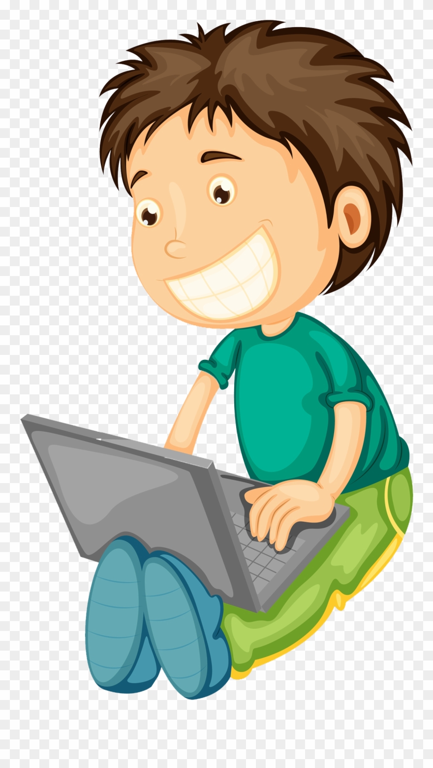 Computer Boy Clipart - Boy And Girl On Laptop Clipart - Png Download