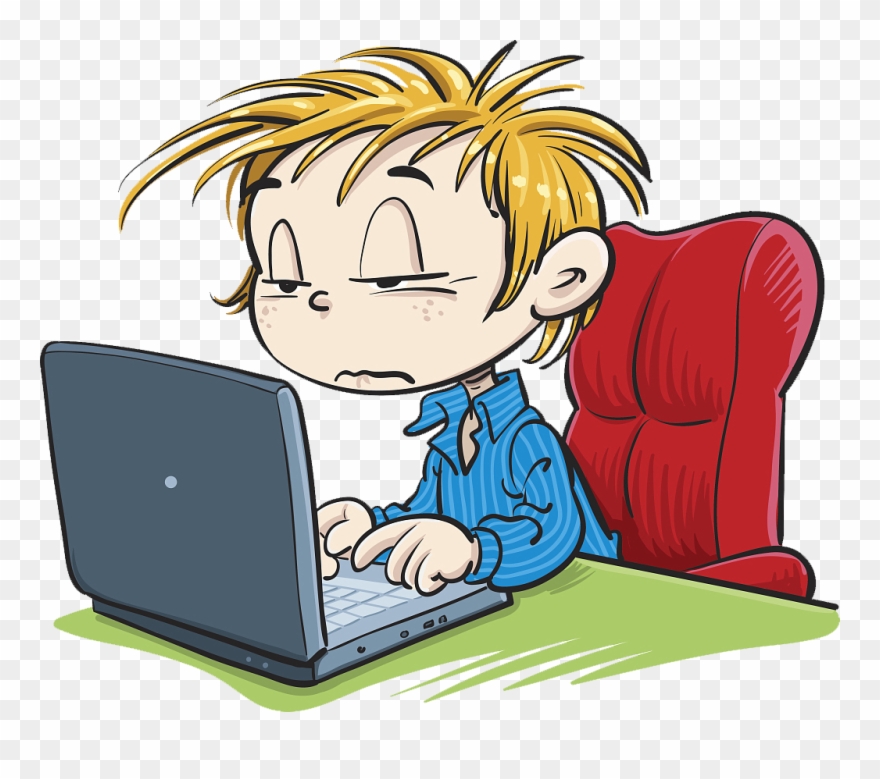 Cartoon Computer Clip Art A Who Is - Computing Boy Clipart - Png Download