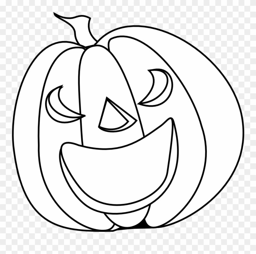 Halloween Pumpkin Smile Halloween Black White Line - Line Drawing Pumpkin Clip Art - Png Download