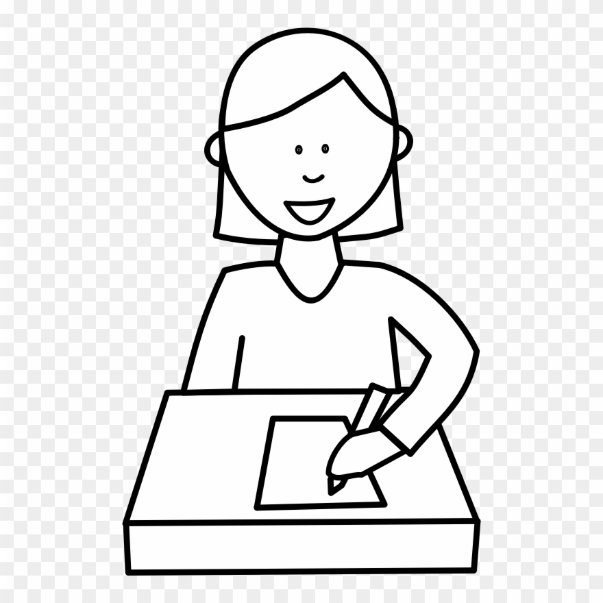 Élève Écrivant / Student Writing Clipart - Raise Hand Clipart Black And White - Png Download