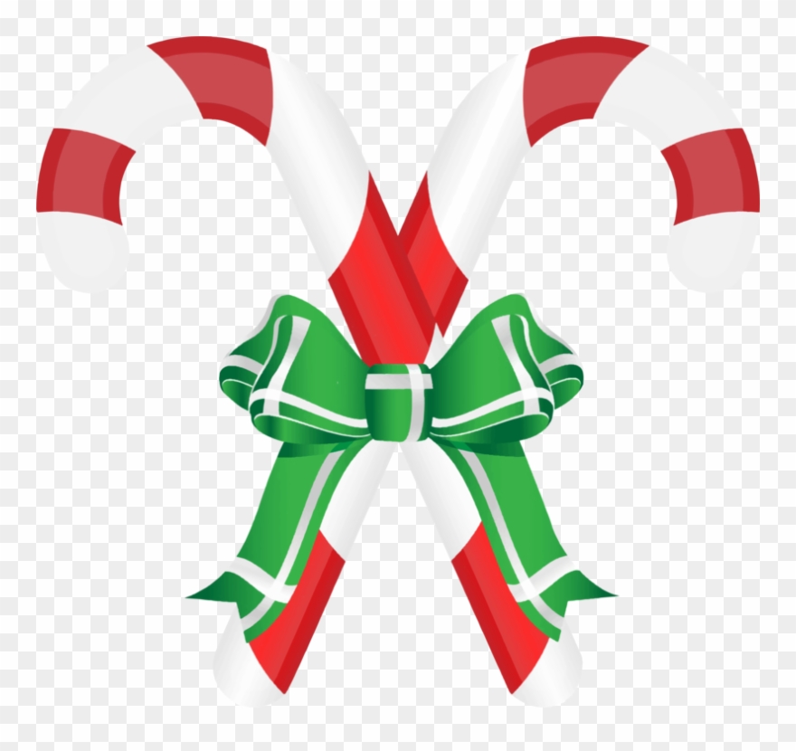 Candy Cane Free To Use Cliparts - Candy Cane With Ribbon - Png Download