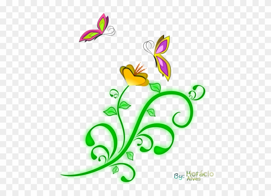 Small Butterfly With Flower Clipart - Png Download