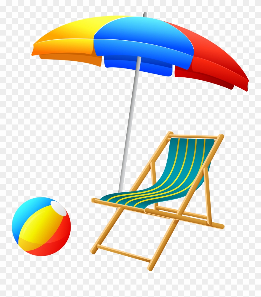 Beach Umbrella With Chair And Ball Png Clip Art Transparent Png