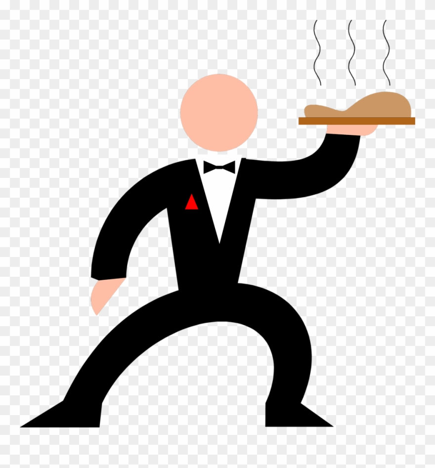 Hand Clipart Waiter - Waiter Cartoon Transparent Background - Png Download