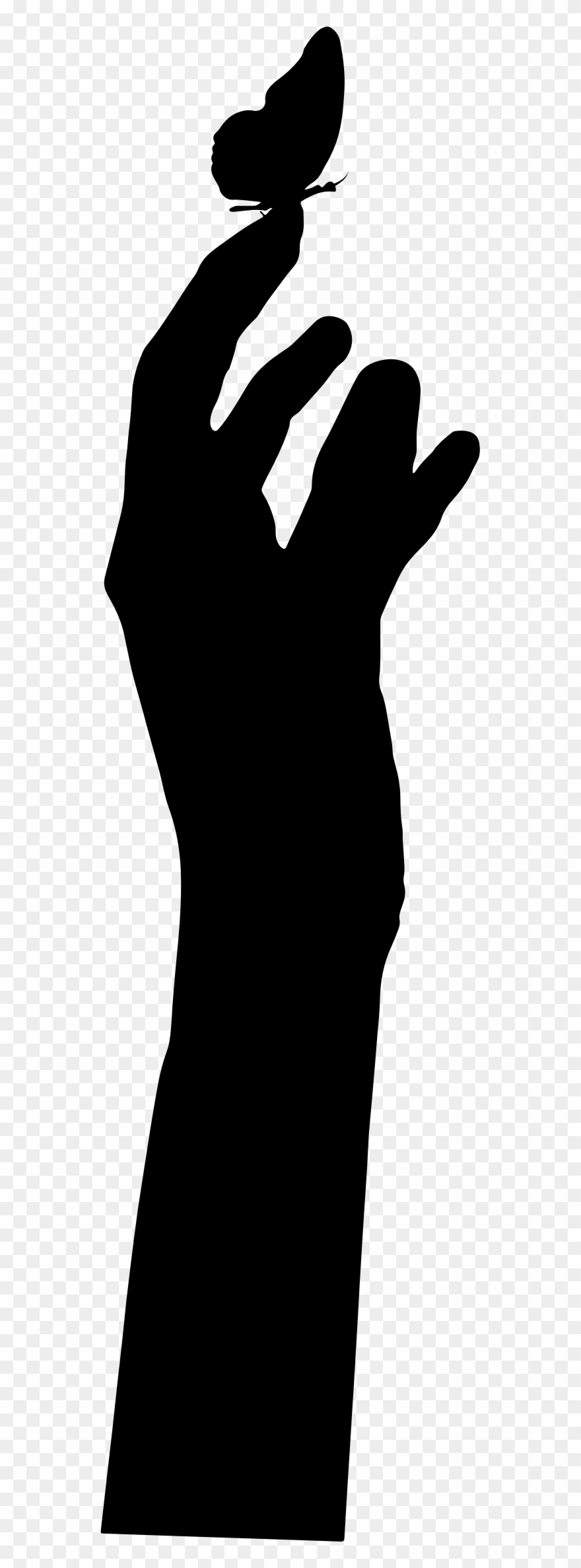 Hand Clipart Butterfly - Hand Silhouette Butterfly - Png Download