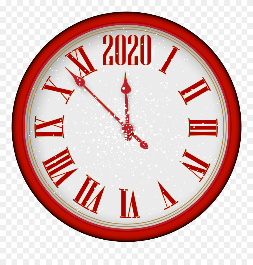 2018 New Year Red Clock Tree Png Clip Art - Clock Stock Transparent Png