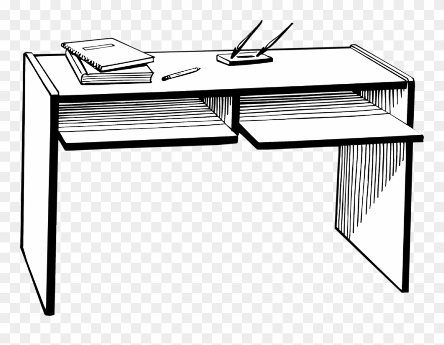 Free Stock Photos - Teachers Table Clipart Black And White - Png Download