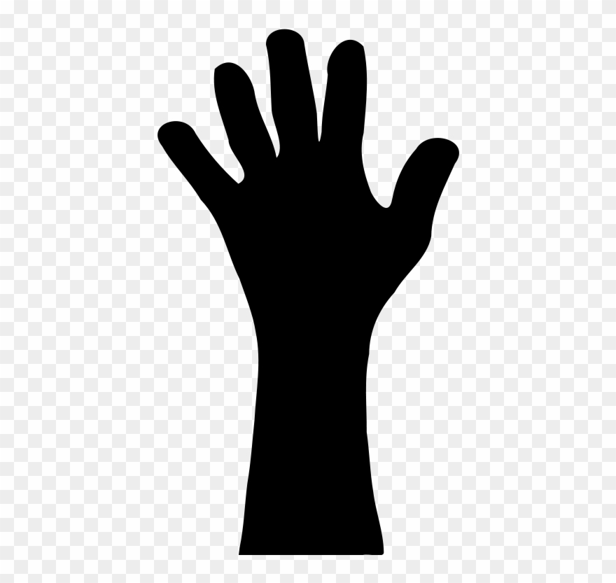 Silhouette Clipart Hand - Raised Hand Cartoon - Png Download