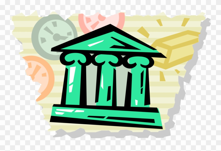 Vector Illustration Of Financial Banking Institution - Illustration Clipart