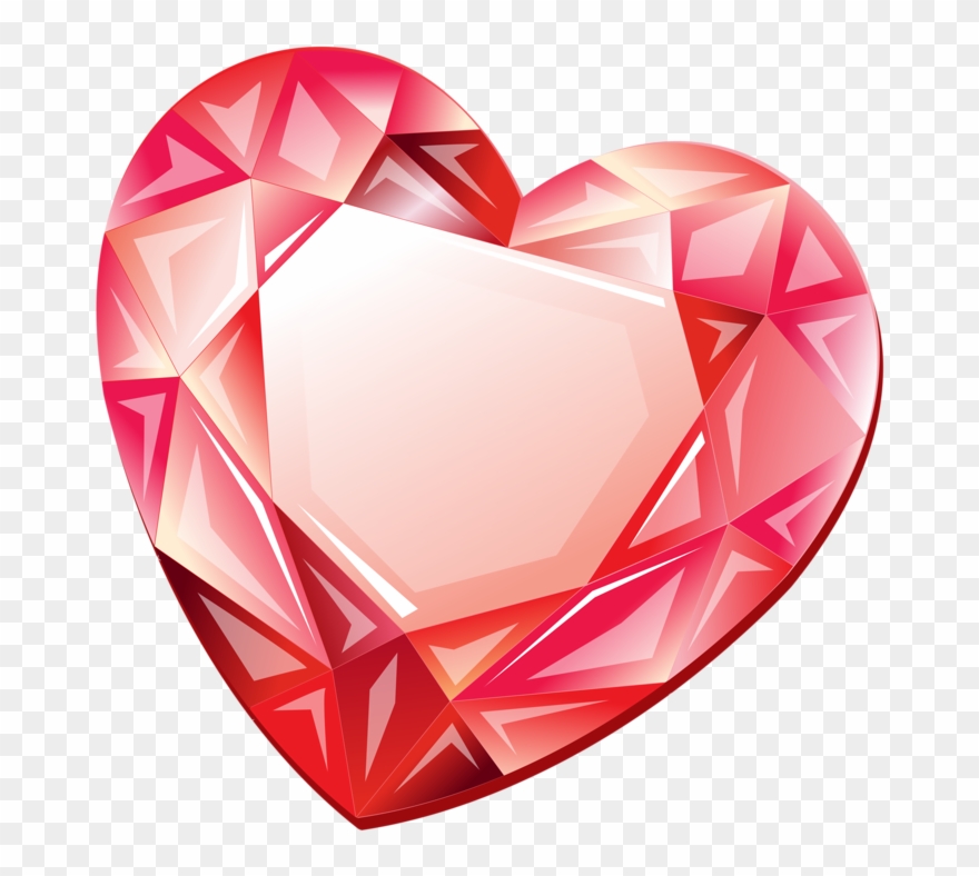 Hearts - Gemstone Buttons - 1" Pinbacks, Set Of 3, Heart, Crystal, Clipart