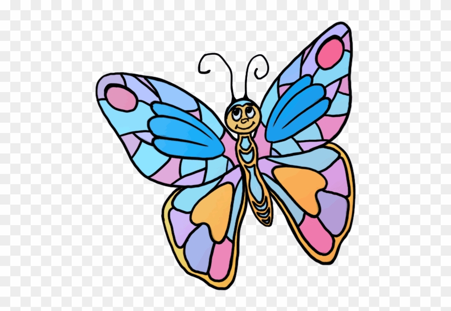Butterfly Drawings For Kids - Cartoon Butterfly With Face Clipart