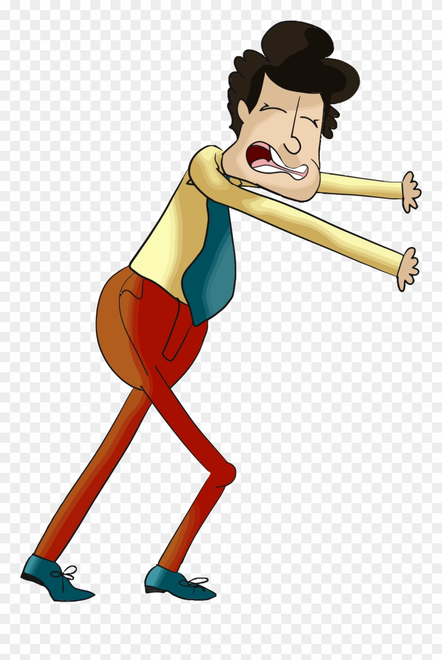 Clipart Cartoon Man Pushing - Cartoon Pushing - Png Download
