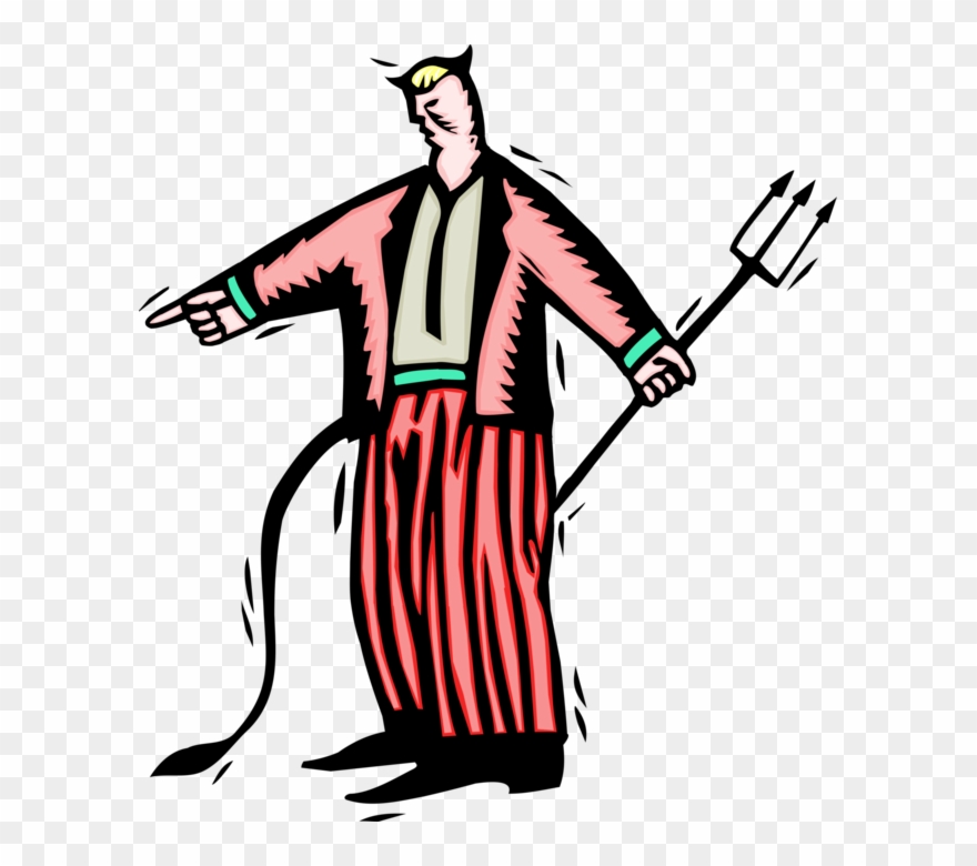 Demonic With Pitchfork Image Illustration Of Devil - Devil Wears A Suit And Tie Clipart