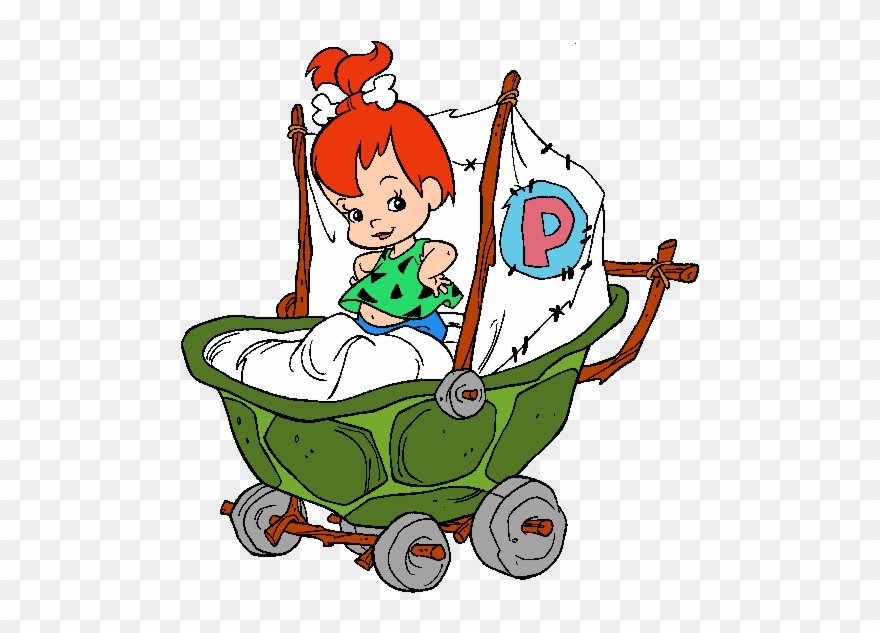 Baby Flintstones Baby Cartoon Characters Baby Clip - Pebbles Flintstones Baby Shower Invitations - Png Download