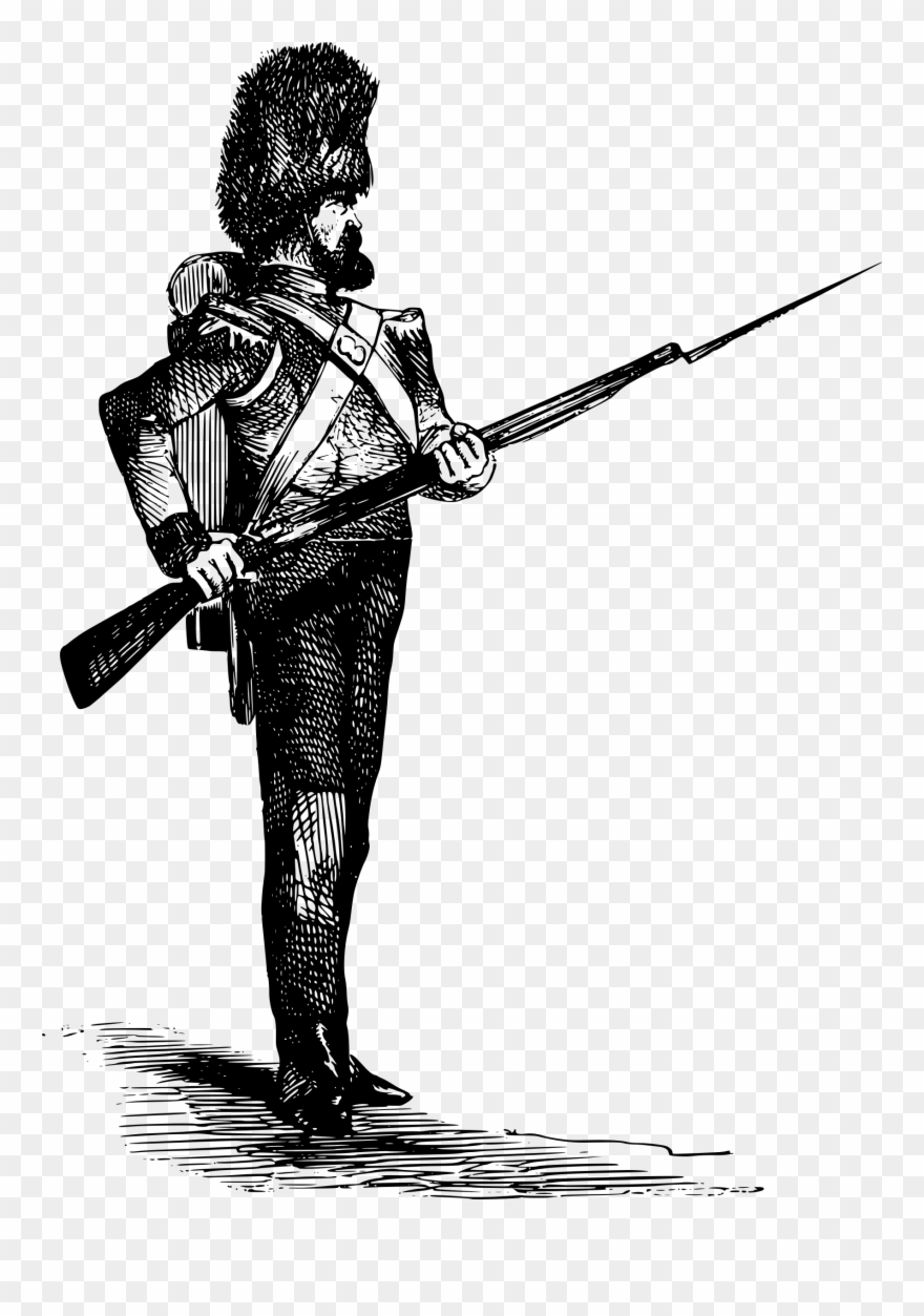 With A Bearskin And A Gun Clipart
