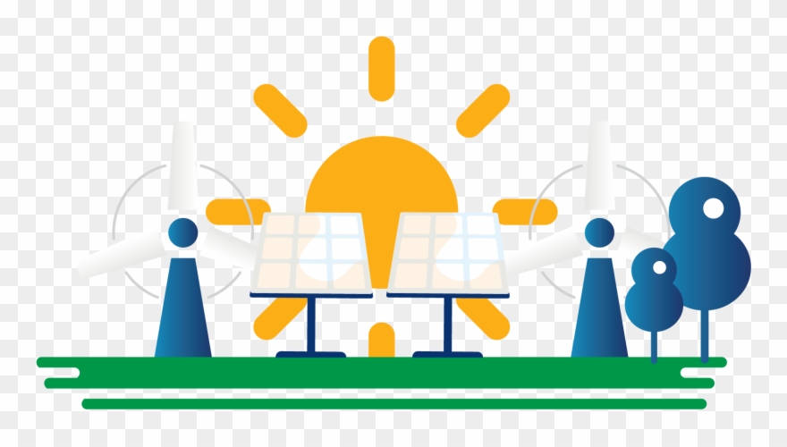 Solar Panels Wind Turbine Illustration - Wind Turbine Clipart