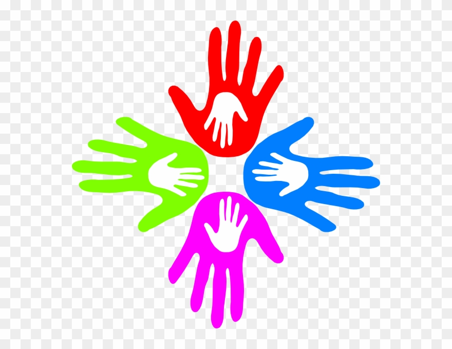 4 Colored Hands Logo Clipart