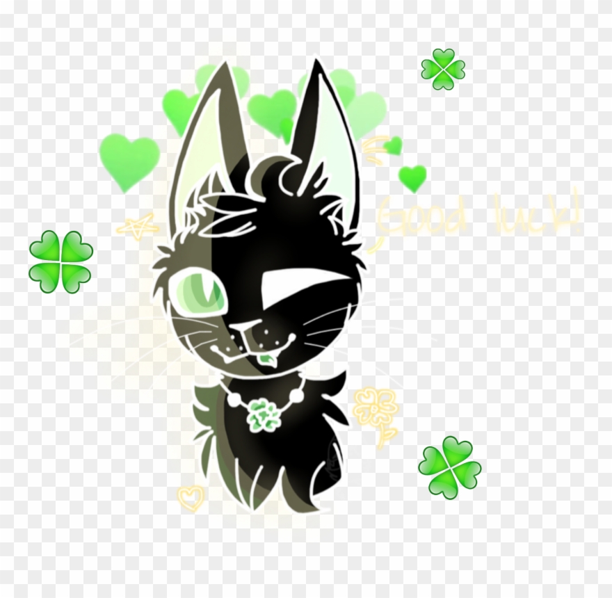Scgoodluck Goodluck Cat Blackcat Clover Lucky Charm - Cartoon Clipart
