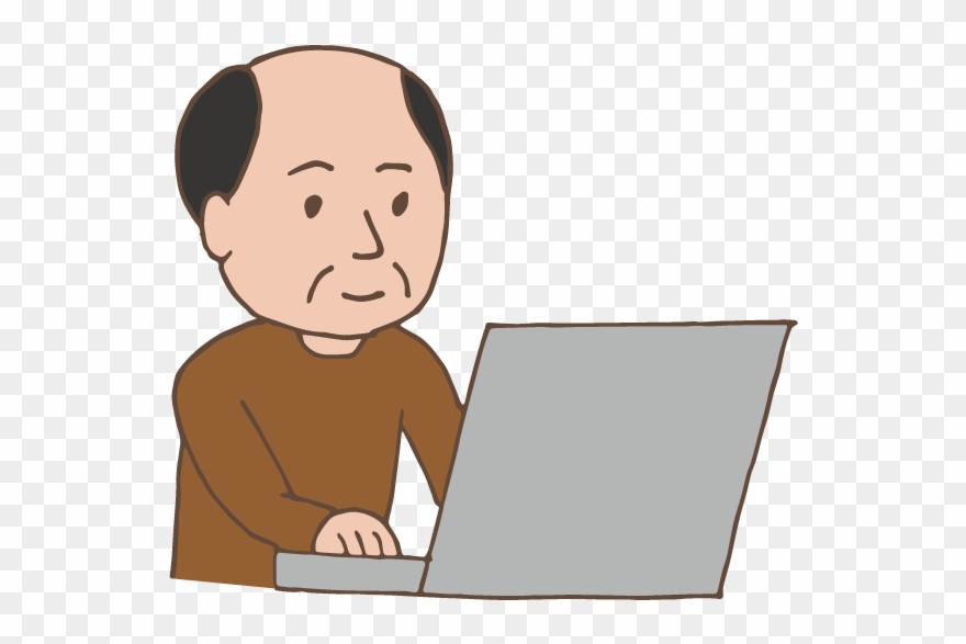 Мужчина Средних Лет, Используя Ноутбук - Illustration Clipart