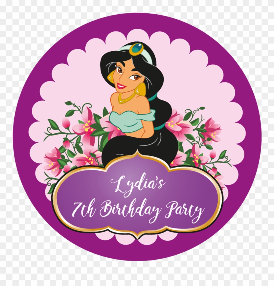 Princess Jasmine Party Box Stickers - Disney Jasmine Wooden Stamp Clipart