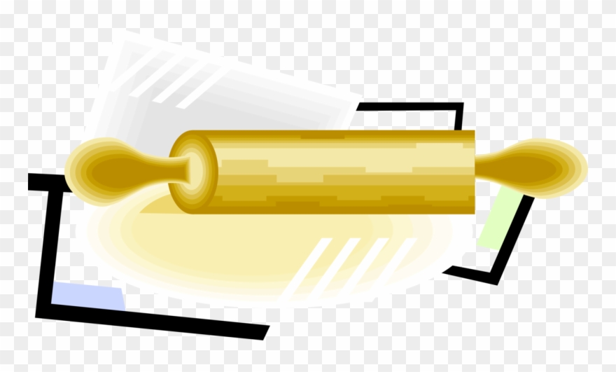 Vector Illustration Of Rolling Pin Rolls And Flattens Clipart