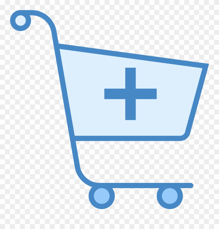 Add Shopping Cart Icon - Blue Cartoon Shopping Cart Clipart