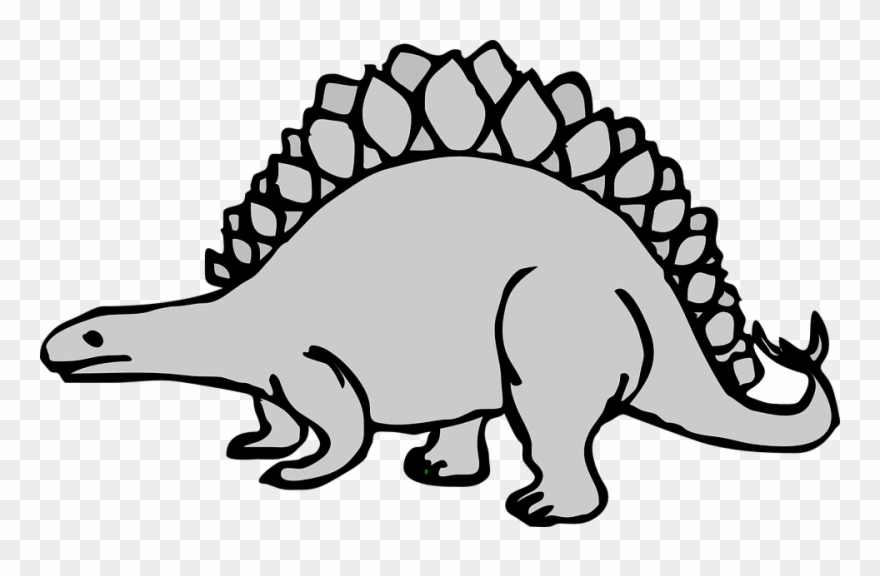 Stegosaurus Clipart Fossil - Stegosaurus Black And White Cartoon - Png Download