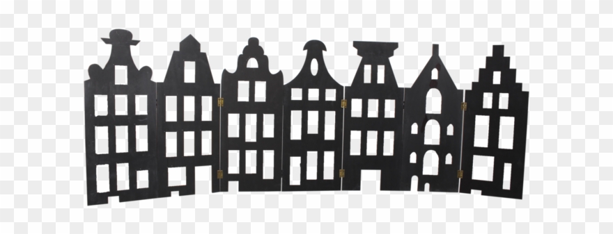 5cm Zwart - Houten Grachtenpandjes Clipart