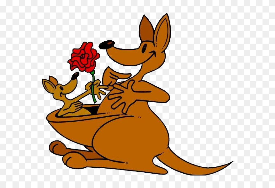 Cartoon Mother And Baby - Canguro Mama Y Bebe Clipart