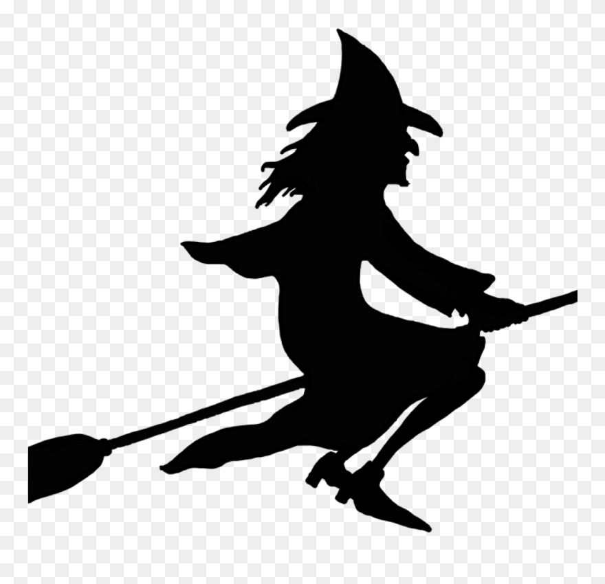 Witch On Broom Clipart Witch On Broomstick Silhouette - Transparent Background Witch Clipart - Png Download