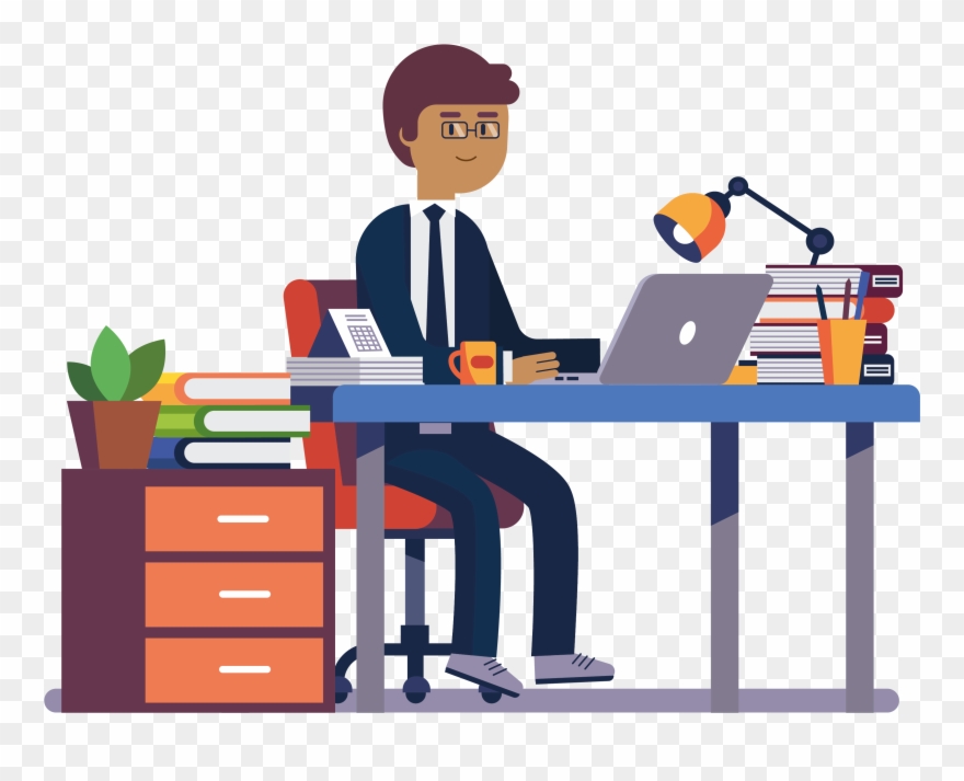 Simba Branch Office - Man Working In Office Clipart - Png Download