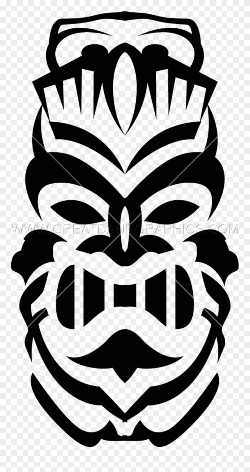 Stencil Totem Transprent - Tiki Clip Art Black And White - Png Download