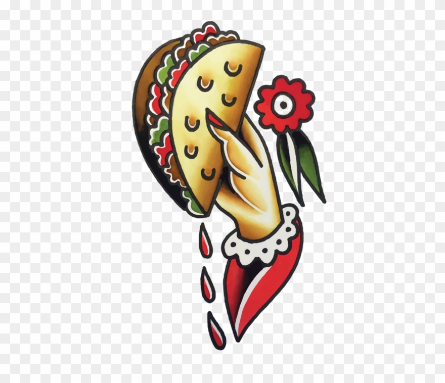 Taco To Go - American Traditional Taco Tattoo Clipart