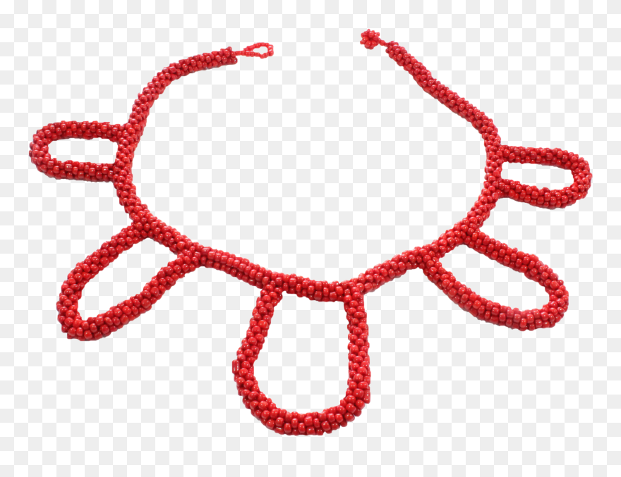 African Handmade Necklace Rolo Red Beads - Necklace Clipart