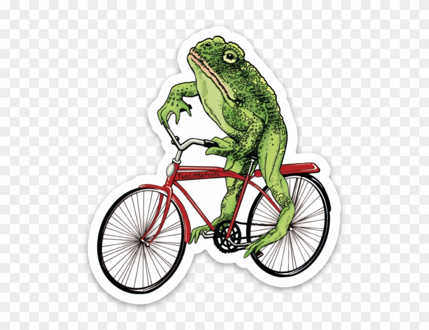 Large Toad On Bicycle Die Cut Sticker, Sticker - Sticker Clipart