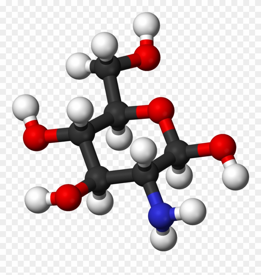 Stick And Ball Model Of The Glucosamine Molecule - Estructura De La Quitina 3d Clipart