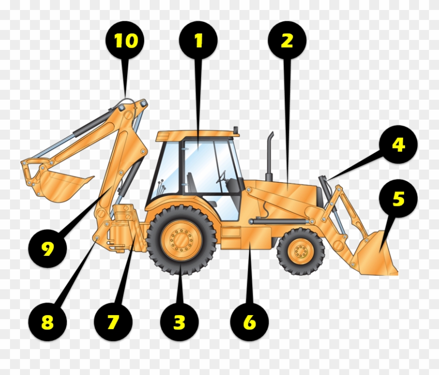Loader Backhoe Inspection Illustration - Diagram Of Backhoe Inspection Clipart