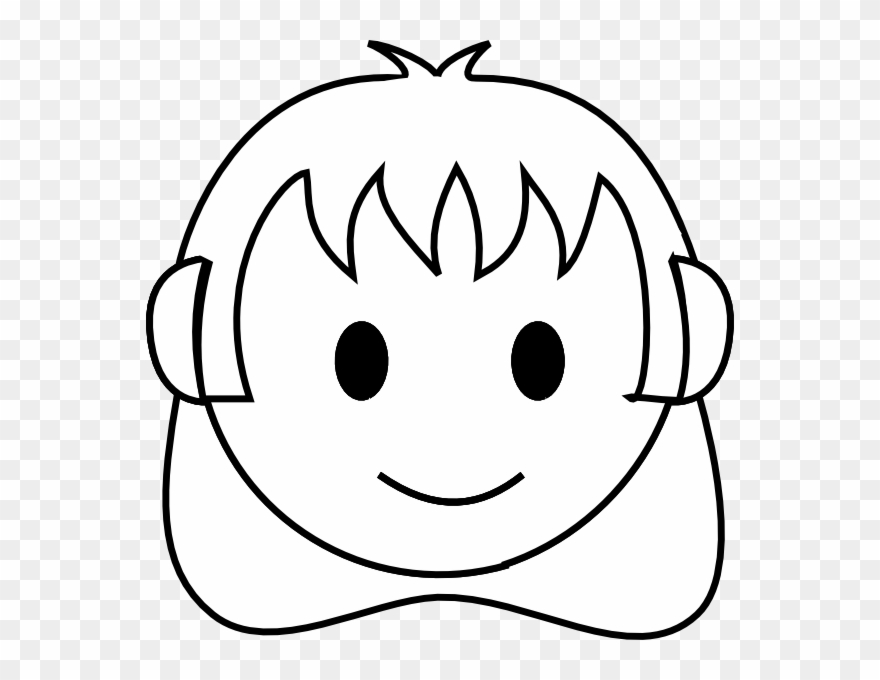This Free Clip Arts Design Of Girl Face Happy Bw - Png Download